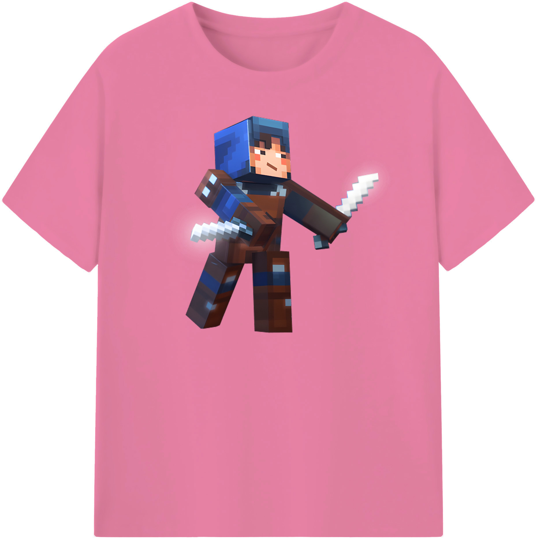 （画像用） マインクラフト ブロックの世界 Minecraft MC Block world 綿100％半袖Tシャツ（フロントプリント）